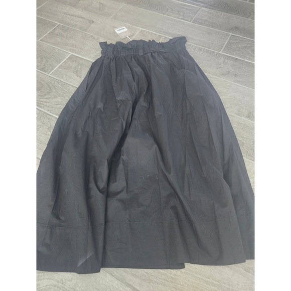 EVERLANE‎ Easy Button Front Black Cotton Midi Skirt Paperbag Waist Medium NWT - Picture 8 of 10